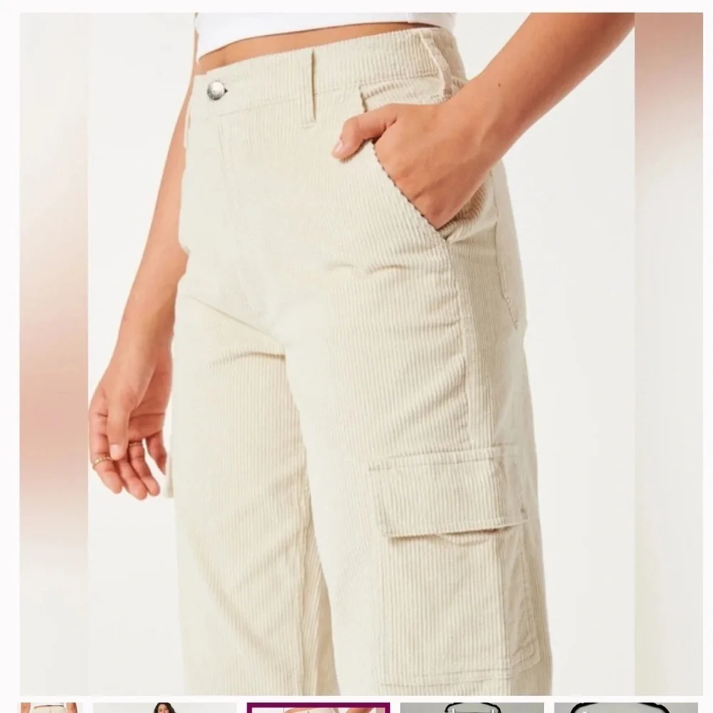 Hollister women’s ultra high-rise Dad Pant Cream corduroy size 9 waist 29 NEW